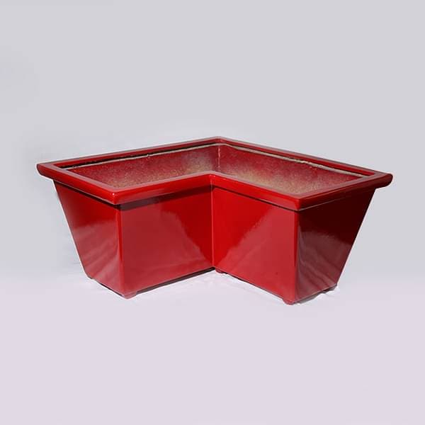 25 inch (64 cm) oth - 2 l shaped fiberglass planter (red)