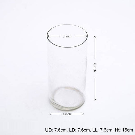 3 inch (8 cm) cylindrical glass vase (6 inch (15 cm) height) 