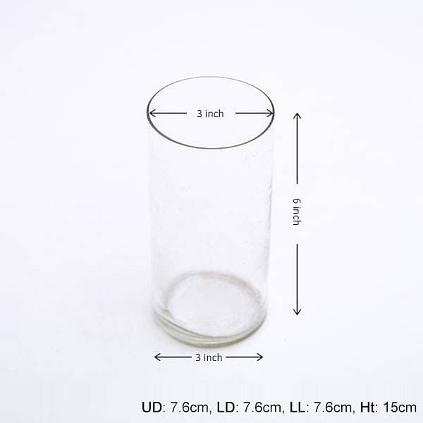 3 inch (8 cm) cylindrical glass vase (6 inch (15 cm) height) 