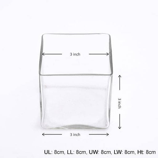 3 inch (8 cm) square glass vase 