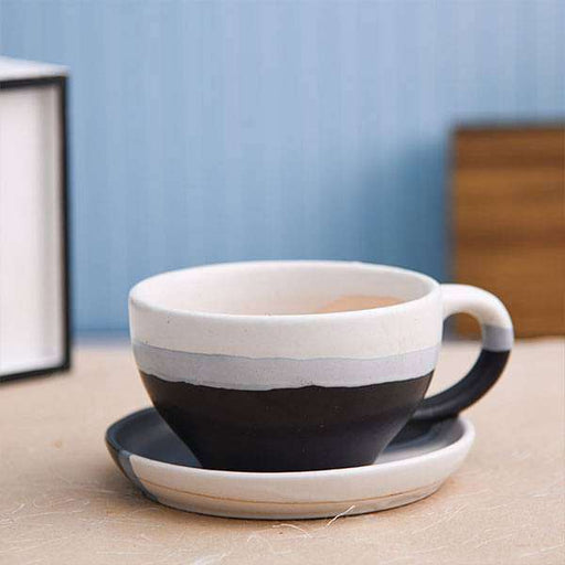 4.4 inch (11 cm) cp001 cup shape round ceramic pot with plate (white 