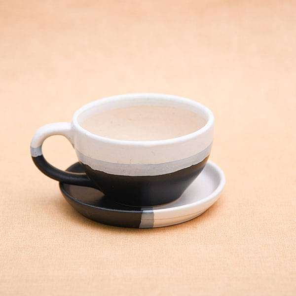 4.4 inch (11 cm) cp001 cup shape round ceramic pot with plate (white 