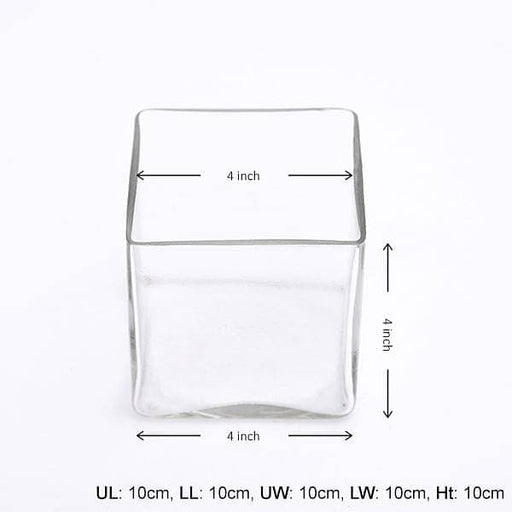 4 inch (10 cm) square glass vase 