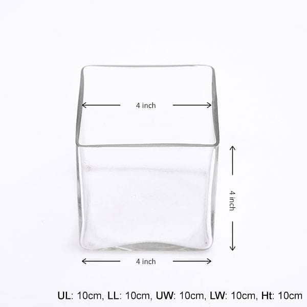 4 inch (10 cm) square glass vase 