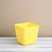 5.5 inch (14 cm) square plastic planter with rounded edges (yellow) (set of 6) 