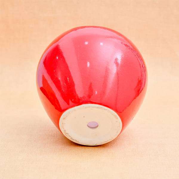 5.7 inch (14 cm) apple round ceramic pot (red) (set of 2) 