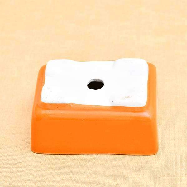 5 inch (13 cm) bonsai rectangle ceramic pot (orange) (set of 2) 