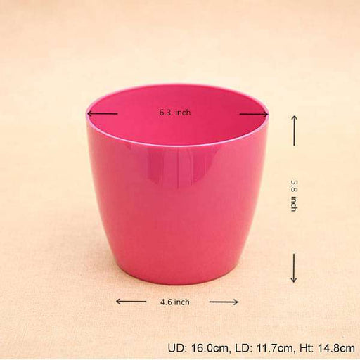 6.3 inch (16 cm) valencia 16 round plastic planter (dark pink) (set of 6) 