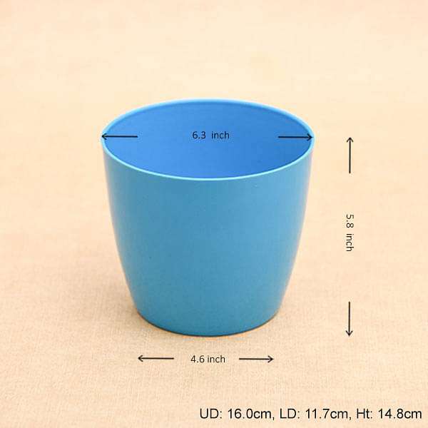 6.3 inch (16 cm) valencia 16 round plastic planter (sky blue) (set of 6) 