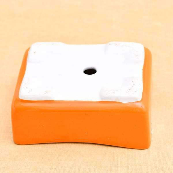 6.6 inch (17 cm) bonsai rectangle ceramic pot (orange) (set of 2) 