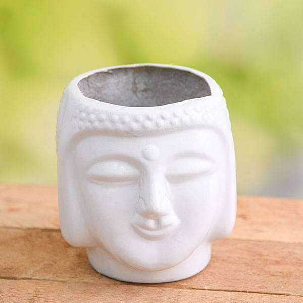 6 inch (15 cm) sml - 001 buddha fiberglass planter (white)