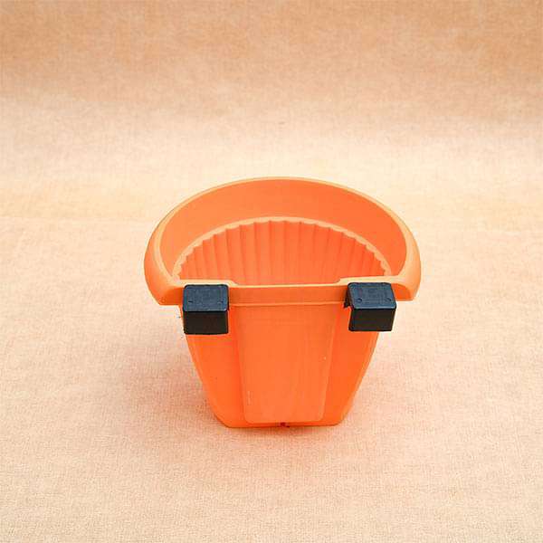 7.9 inch (20 cm) bello railing d shape plastic planter (orange) (set of 6) 