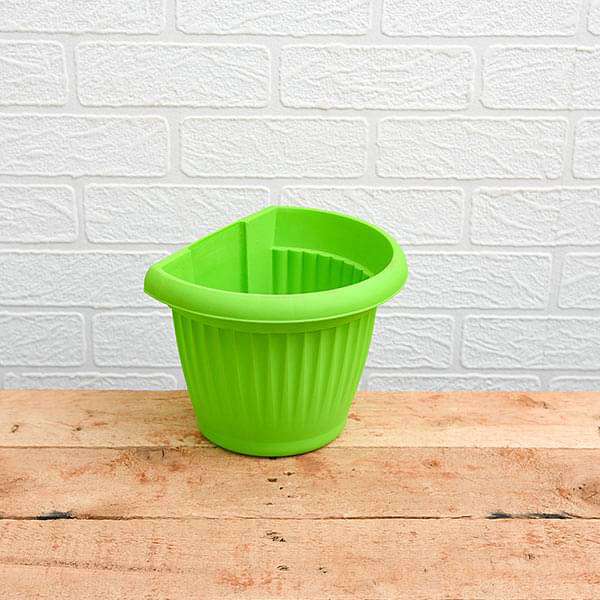 7.9 inch (20 cm) bello wall mounted d shape plastic planter (green) (set of 6) 