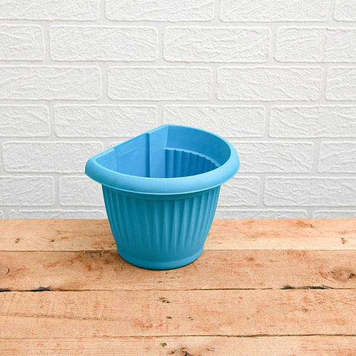 7.9 inch (20 cm) bello wall mounted d shape plastic planter (sky blue) (set of 6) 