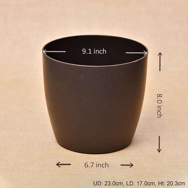 9.1 inch (23 cm) ronda no. 2320 round plastic planter (coffee color) (set of 3) 