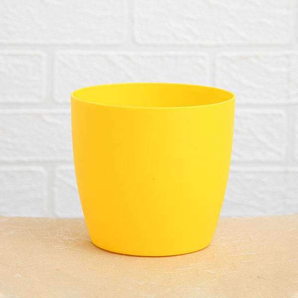 9.1 inch (23 cm) ronda no. 2320 round plastic planter (yellow) (set of 3) 