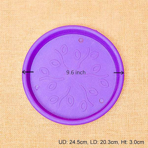 9.6 inch (24 cm) round plastic plate for 10 inch (25 cm) grower pots (violet) (set of 3) 